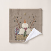 フェスティバルクリスマスカントリー信じ雪だるま バスタオルセット (ウォッシュタオル)