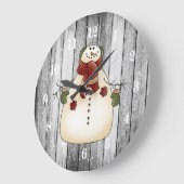 フェスティバルクリスマスカントリー雪だるまホリデーデコール ラージ壁時計 (傾斜)
