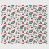 フェスティバルクリスマスカーツリーヴィレッジピンクレトロ車 ラッピングペーパー (フラット)