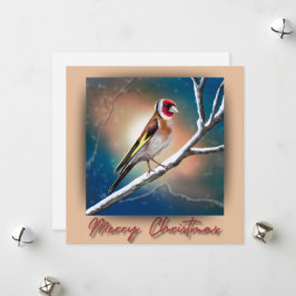 フェスティバルクリスマスカードとゴールドフィンチイラストレーション シーズンカード