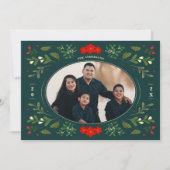 フェスティバルクリスマスカード(ホリー付き葉) シーズンカード (正面)