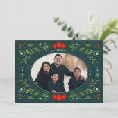 フェスティバルクリスマスカード(ホリー付き葉) シーズンカード (スタンド正面)