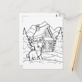 フェスティバルクリスマスキッズカラーリングトナカイ ポストカード