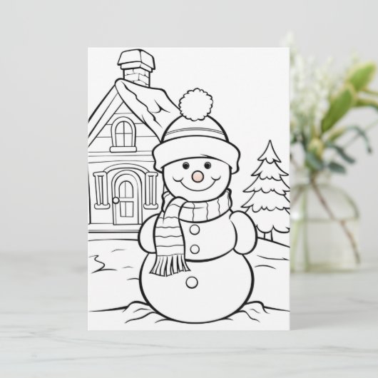 フェスティバルクリスマスキッズカラーリング雪だるま シーズンカード (スタンド正面)