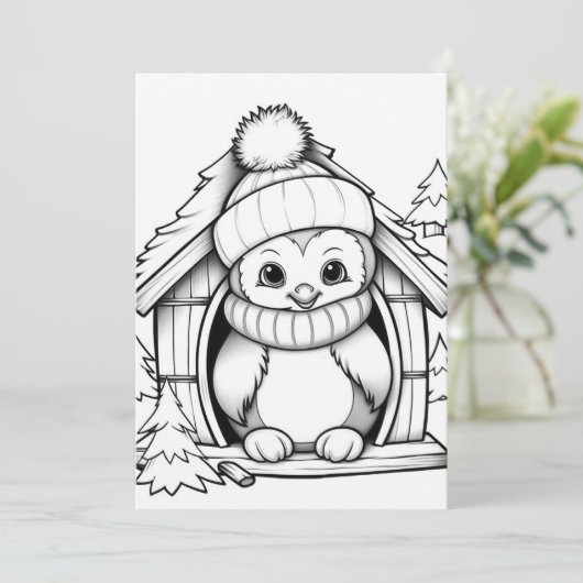 フェスティバルクリスマスキッズ着色ペンギン シーズンカード (スタンド正面)