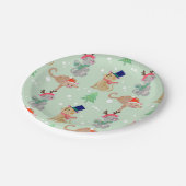 フェスティバルクリスマスキャッツインハッツデザイン ペーパープレート (アングル)