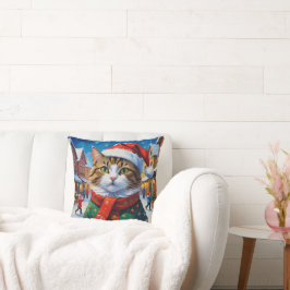 フェスティバルクリスマスキャットinサンタハット クッション