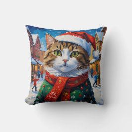 フェスティバルクリスマスキャットinサンタハット クッション