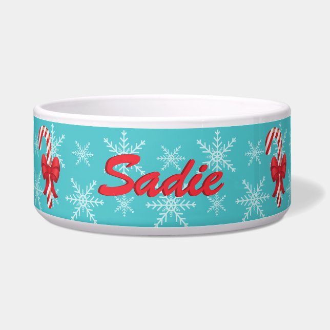 フェスティバルクリスマスキャンディキャンズ名前をカスタムする ボウル (正面)