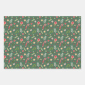 フェスティバルクリスマスキャンディパターン調整 ラッピングペーパーシート (正面3)