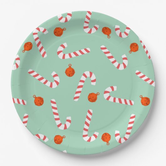 フェスティバルクリスマスキャンディーケーン紙&パーティープレート ペーパープレート (正面)
