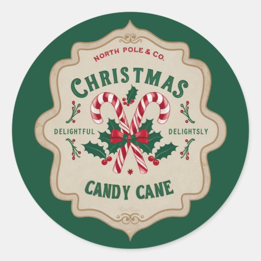 フェスティバルクリスマスキャンディーケーン ラウンドシール (正面)