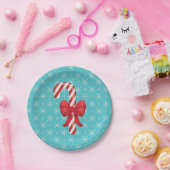 フェスティバルクリスマスキャンディーケーン（弓つき） ペーパープレート (パーティー)