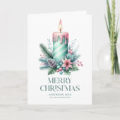 フェスティバルクリスマスキャンドルのパーソナル化写真 カード (正面)