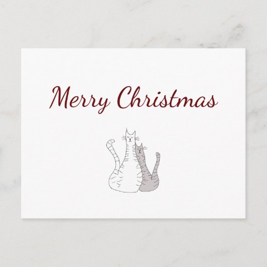 フェスティバルクリスマスキュート猫スケッチホリデー シーズンポストカード (正面)