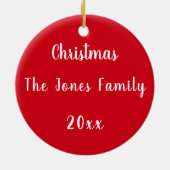 フェスティバルクリスマスキリン赤グリーンリース セラミックオーナメント (裏面)