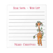 フェスティバルクリスマスキリン、サンタのウィッシュリスト注 ノートパッド (正面)