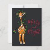 フェスティバルクリスマスキリン、赤い緑のガーランド ノートカード (正面)