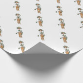 フェスティバルクリスマスキリン、赤い緑のガーランド ラッピングペーパー (角)