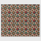 フェスティバルクリスマスキルテッドパターン ラッピングペーパー (フラット)