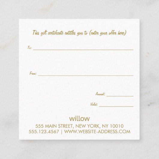 フェスティバルクリスマスギフト券 スクエア名刺 (裏面)