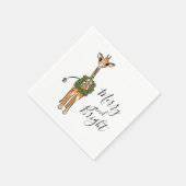 フェスティバルクリスマスギラフェレッドグリーンホリーリース スタンダードカクテルナプキン (角)