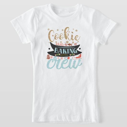 フェスティバルクリスマスクッキーベーキングクルーのワードアート Tシャツ (レイダウン)
