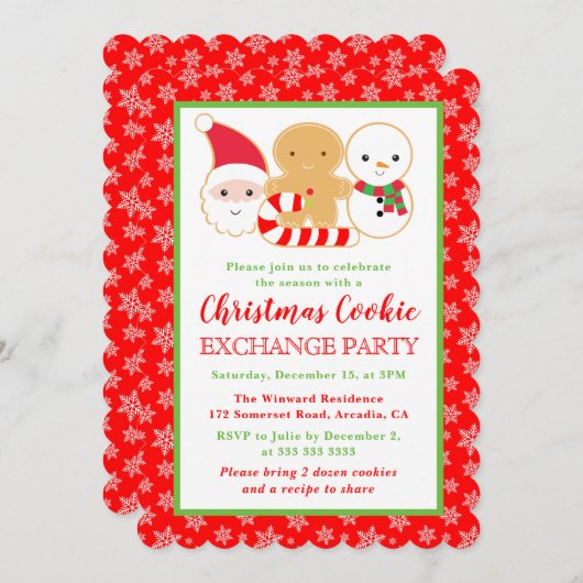 フェスティバルクリスマスクッキー交換パーティー 招待状 (正面/裏面)