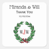 フェスティバルクリスマスクリスマスホリーリースモノグラム スクエアシール (正面)