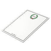 フェスティバルクリスマスクリスマスホリーリースモノグラム ノートパッド (アングル)