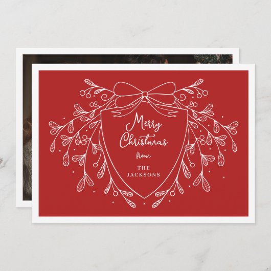 フェスティバルクリスマスクレスト赤いヤドリギの写真 シーズンカード (正面/裏面)
