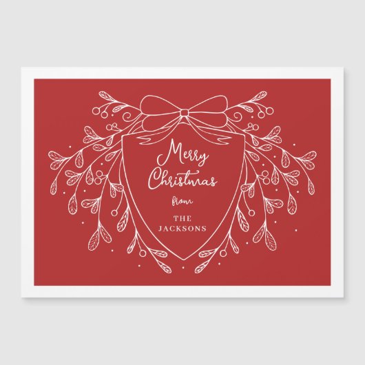 フェスティバルクリスマスクレスト赤線アートミストレ マグネット招待状 (正面)