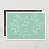 フェスティバルクリスマスクレストmistletoeフォトミント シーズンカード (正面/裏面)