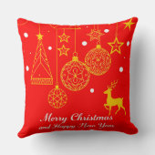 フェスティバルクリスマスグラフィックとオーナメント クッション (裏面)
