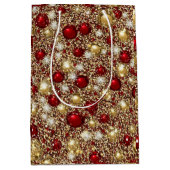 フェスティバルクリスマスグリッターパター ミディアムペーパーバッグ (正面)