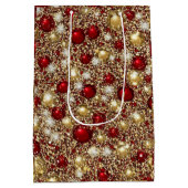 フェスティバルクリスマスグリッターパター ミディアムペーパーバッグ (裏面)