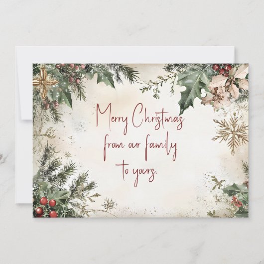 フェスティバルクリスマスグリーティングカードとポインセチア シーズンカード (正面)