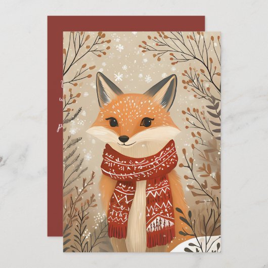 フェスティバルクリスマスグリーティングカードクリスマスキツネ シーズンカード (正面/裏面)