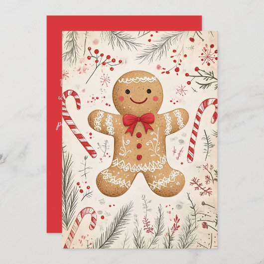 フェスティバルクリスマスグリーティングカードジンジャーブレッドマン シーズンカード (正面/裏面)