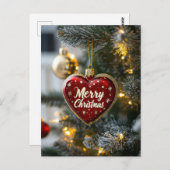 フェスティバルクリスマスグリーティングハートクリスマスツリー ポストカード (正面/裏面)