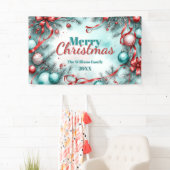 フェスティバルクリスマスグリーンオーナメントレッドリボン 横断幕 (インサイチュ)