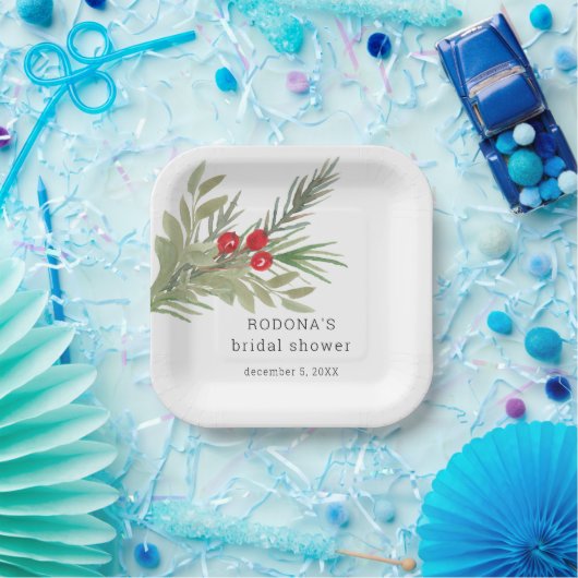 フェスティバルクリスマスグリーンブライダルシャワー ペーパープレート (パーティー)