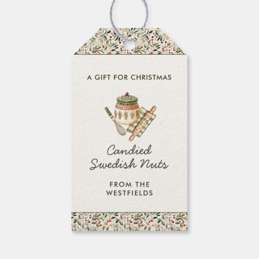 フェスティバルクリスマスグリーンリーレッドベリーフード ギフトタグ (裏面)