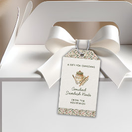 フェスティバルクリスマスグリーンリーレッドベリーフード ギフトタグ