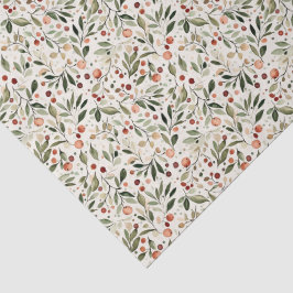 フェスティバルクリスマスグリーンリーレッドベリー 薄葉紙