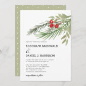 フェスティバルクリスマスグリーン結婚リー 招待状 (正面/裏面)