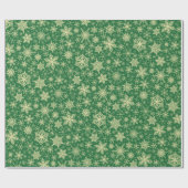 フェスティバルクリスマスグリーン雪片パターン ラッピングペーパー (フラット)