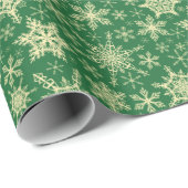 フェスティバルクリスマスグリーン雪片パターン ラッピングペーパー (ロールコーナー)