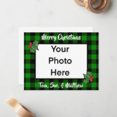 フェスティバルクリスマスグリーン黒い格子模様のホリ離れー ノートカード (正面/裏面インサイチュ)