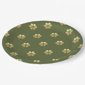 フェスティバルクリスマスグリーン&金ゴールドデイジー ペーパープレート (アングル)